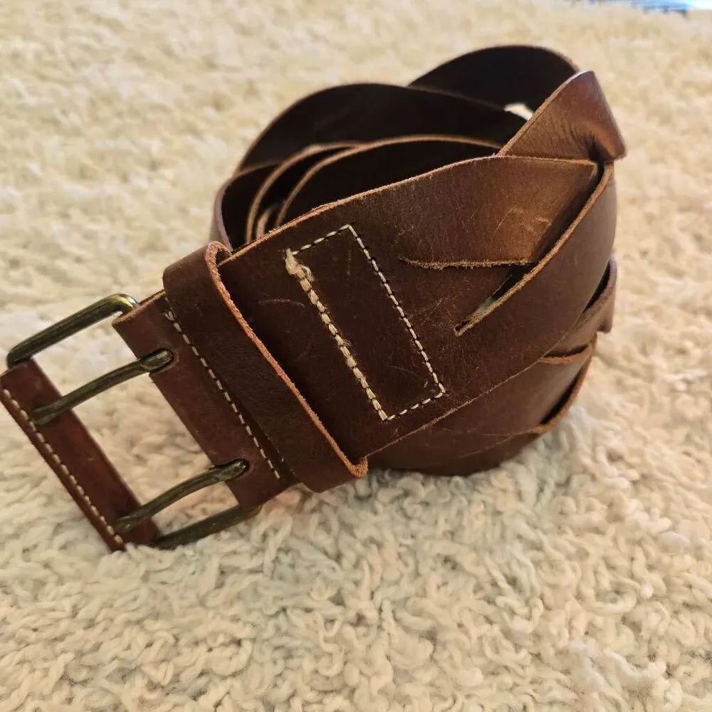 Banana Republic Dark Brown Braided Leather Belt Small